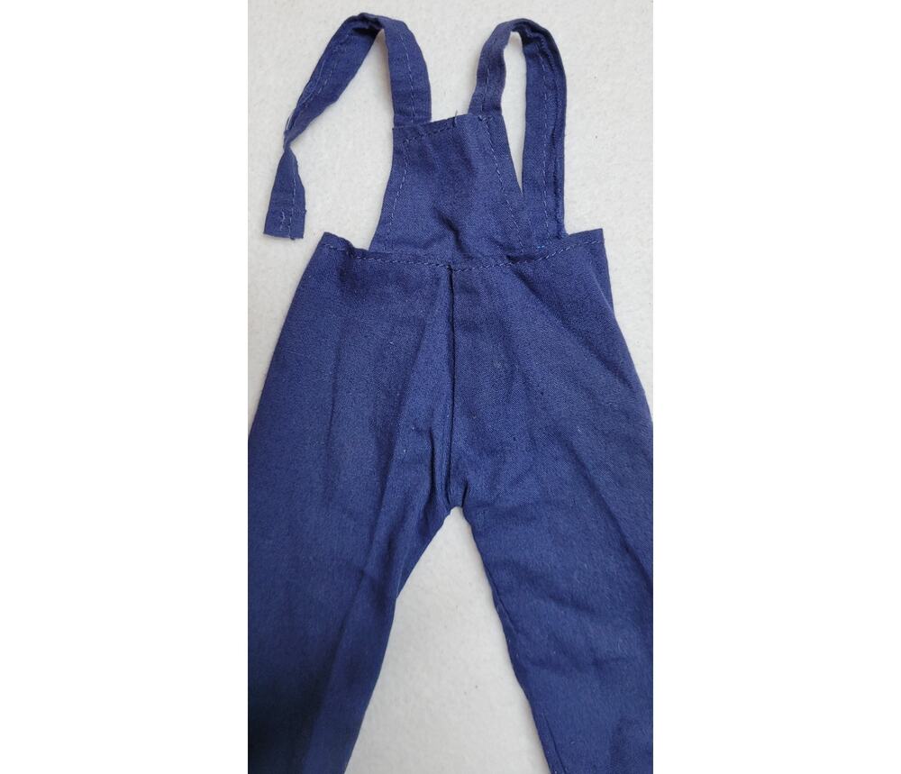 Vtg 70s Blue Cotton Overalls 1:6 Scale Fits 12"  GI Joe/Mego Action Figures